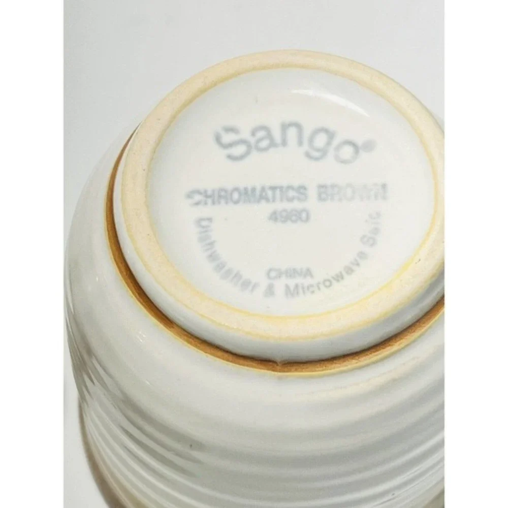 Sango Chromatics Brown Sugar Bowl With Kid And Creamer